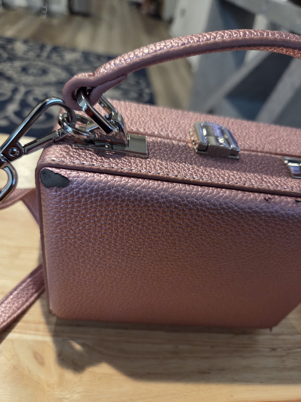 Brandon Blackwood Pink Textured Top-Handle Box Bag - Picture 14 of 16